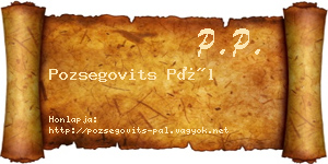 Pozsegovits Pál névjegykártya